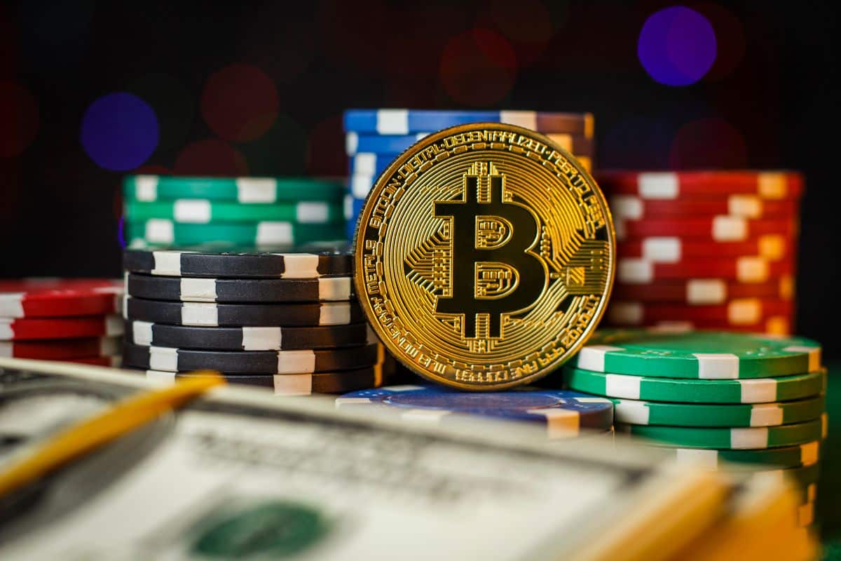 Bitcoin Coin and Poker Chips