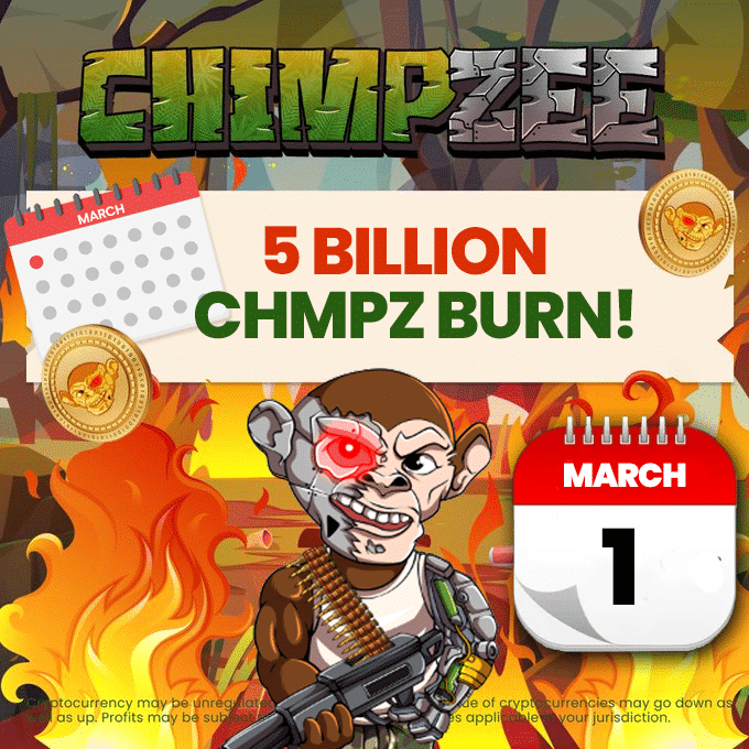 Chimpzee verbrennt 5 Milliarden CHMPZ-Token, da die Belohnung für den Einsatz von Token 40% APY erreicht